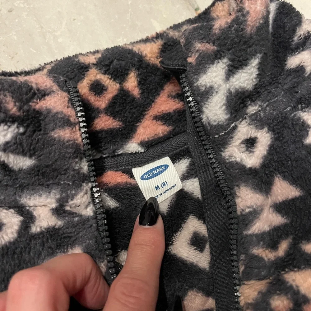 Old Navy Black and Pink Patterned Kids Hoodie
